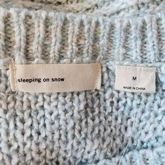 NWT Anthropologie Sleeping on Snow Rhinestone Blue Open Knit Sweater Medium - Picture 7 of 11
